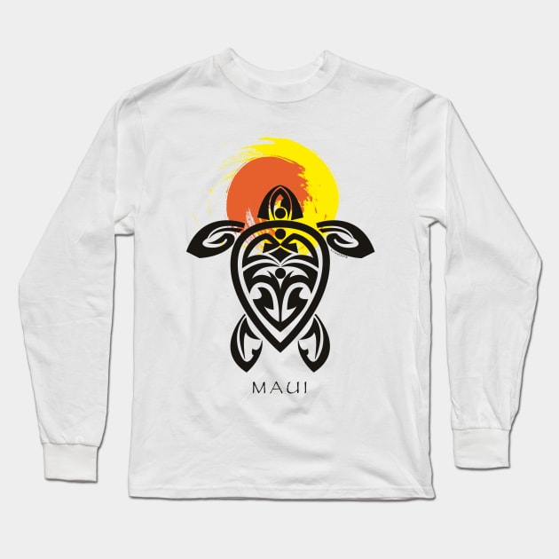 Tribal Turtle, Maui Sun Long Sleeve T-Shirt by srwdesign